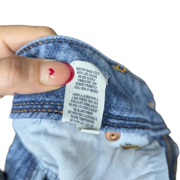 American Eagle Slim Boot Jeans Sz 10 Y2K Low Rise Stretch Distressed Light Wash - Picture 16 of 16